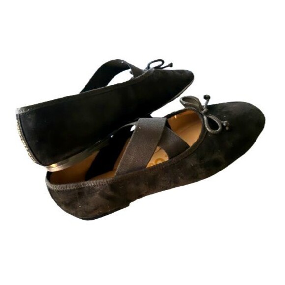 SAM EDELMAN Black Suede Cross Strap Ballerina Flats Size 8 - Picture 3 of 5